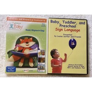 Baby Toddler Preschool Sign Language Hooked On Baby Read Rhyme Clap Dvd Lot Of 2